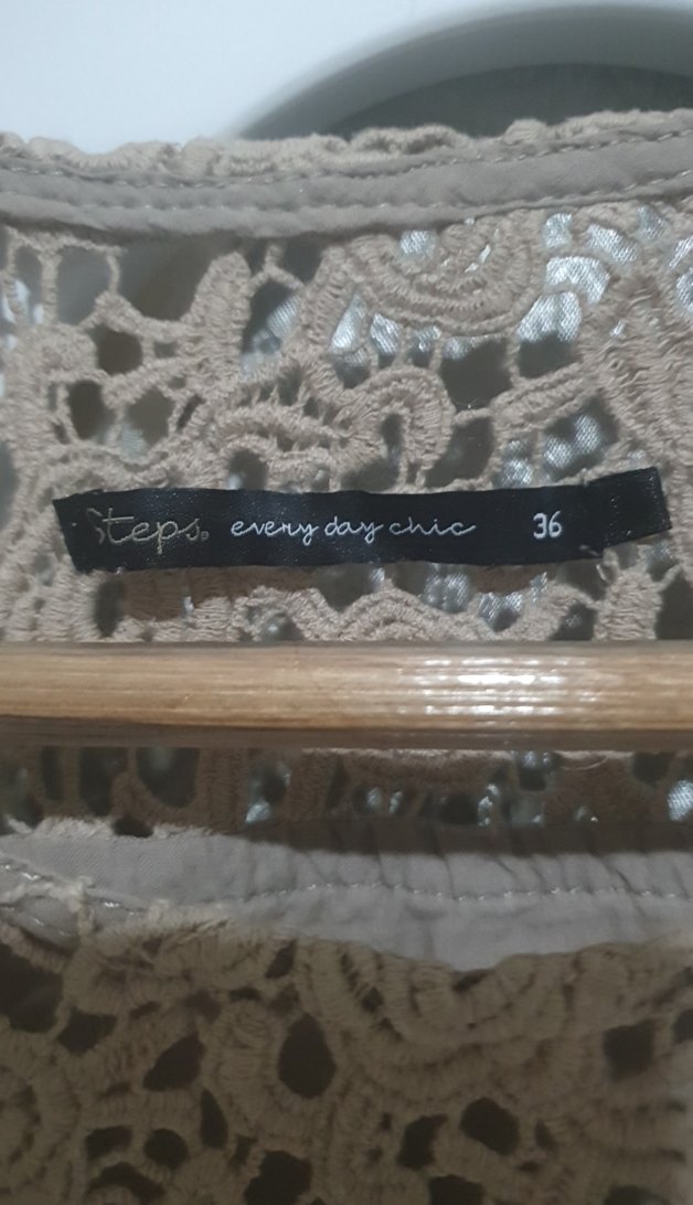 Dantel Detaylı camel Kolsuz Midi Elbise - Görsel 3