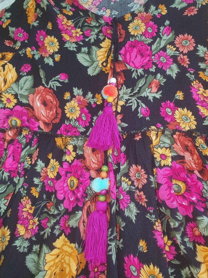 OTANTIK Çiçek Desenli dizaltı  her beden uyumlu  elbise - Görsel 3