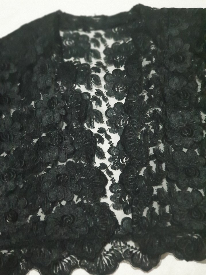 Siyah Nakışlı Dantelli ceket tarz tasarım abiye - Görsel 2
