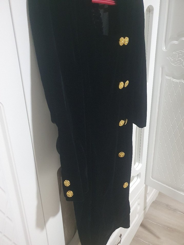 Siyah kadife gunluk ,özel tasarım elbise - Görsel 3