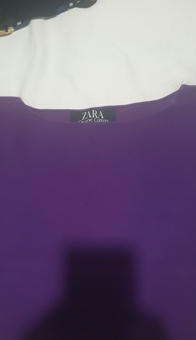 ZARA Mor KAPRI Kollu LIKRALI rahat Kadın Bluz - Görsel 3