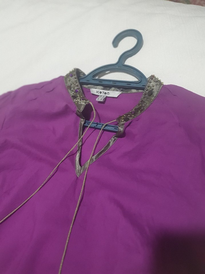 Püsküllü Mor Bohem Kadın Bluz - Görsel 2