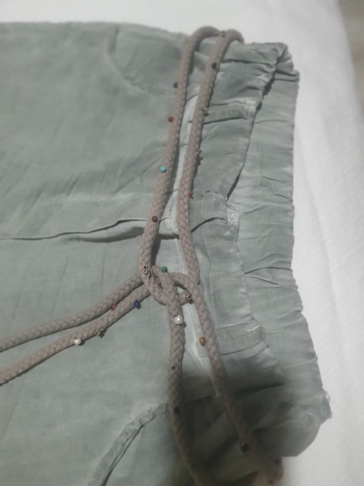 su yeşili likrali italyan  Rahat Kesim Kadın Pantolon - Görsel 3