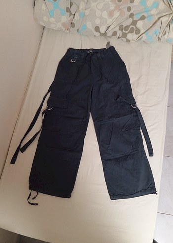 Koyu Antrasit Kemer Detaylı Salaş Denim Pantolon - Görsel 2