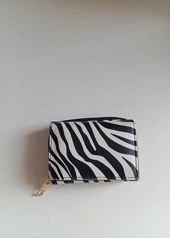 Zebra Desenli Fermuarlı Kadın Deri Cüzdan