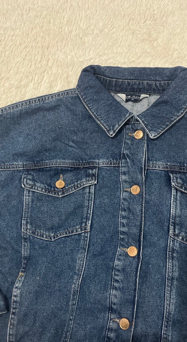 Kadın Lacivert Düğmeli Denim Ceket - Görsel 3