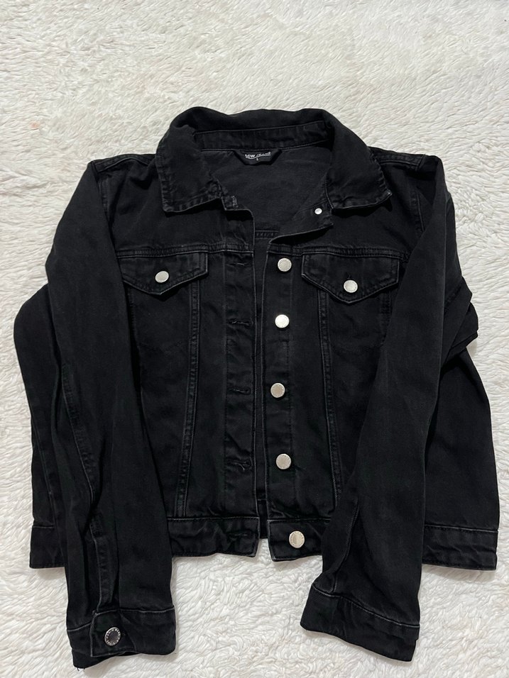 Siyah Düğmeli Kadın Kot Ceket - Görsel 3