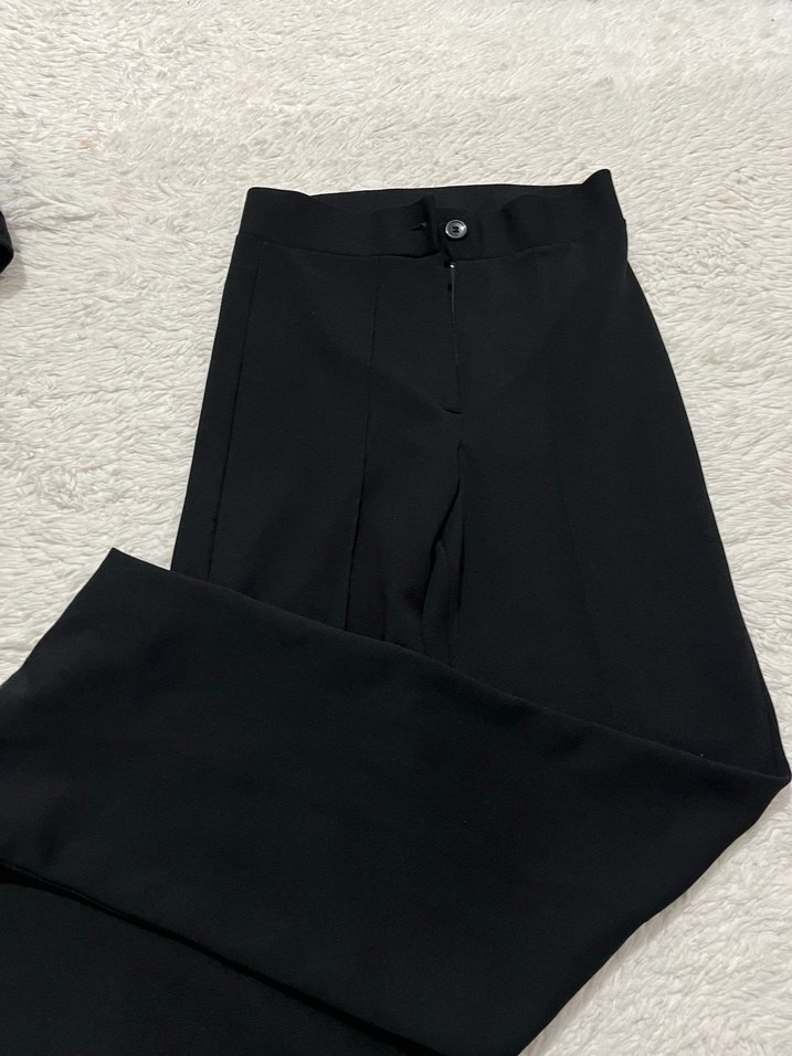 Siyah Midi Kumaş Pantolon - Görsel 2