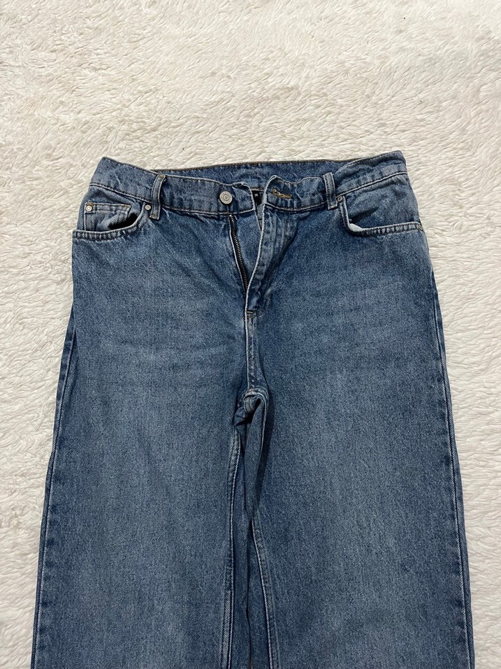 Gri Mavi Rahat Kesim Midi Kadın Kot Pantolon - Görsel 2