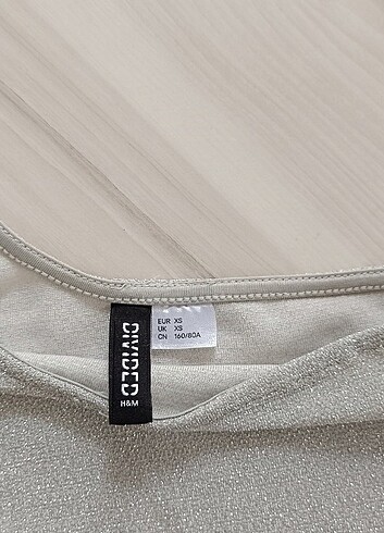 xs Beden gri Renk Tek omuz askılı simli H&M üst