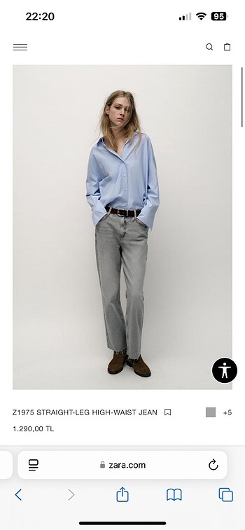 36 Beden gri Renk Zara gri straight jean