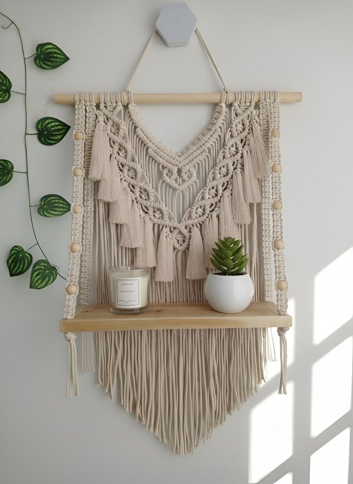 Makrome Duvar Rafı - Görsel 2