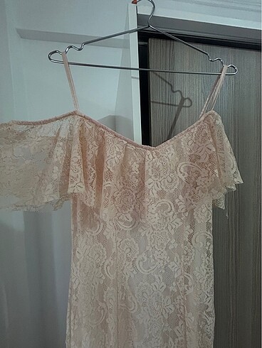 Vintage pudra pembesi davet elbisesi - Görsel 3