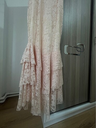 Vintage pudra pembesi davet elbisesi - Görsel 2