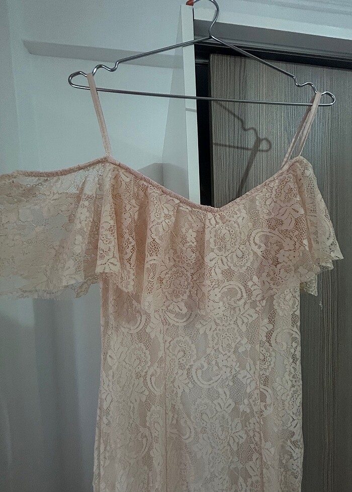 Vintage pudra pembesi davet elbisesi - Görsel 3