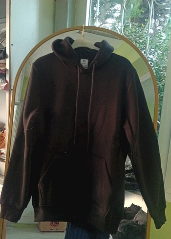 siyah Kapüşonlu Salaş Sweatshirt - Görsel 2