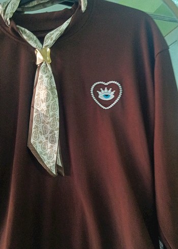 Bordo Kadın Düğmeli Sweatshirt - Görsel 5