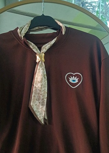 Bordo Kadın Düğmeli Sweatshirt - Görsel 4