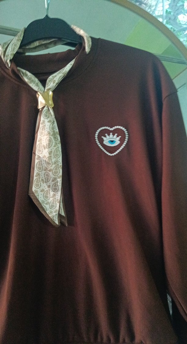 Bordo Kadın Düğmeli Sweatshirt - Görsel 5