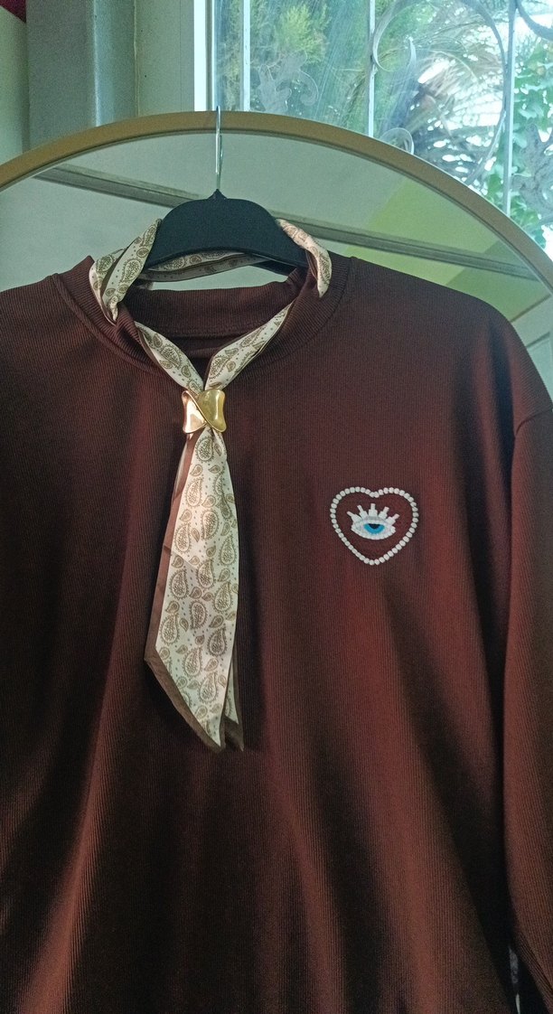 Bordo Kadın Düğmeli Sweatshirt - Görsel 4