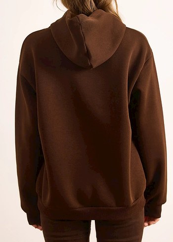 Kahverengi İşlemeli Kadın Sweatshirt - Görsel 3