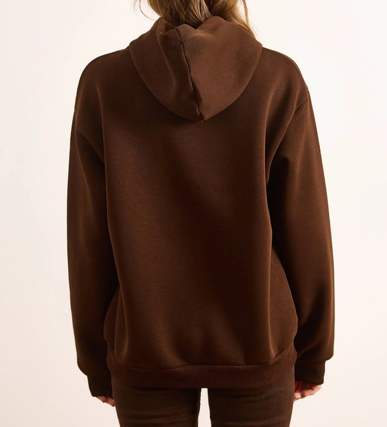 Nakışlı Kahverengi Kadın Sweatshirt - Görsel 2