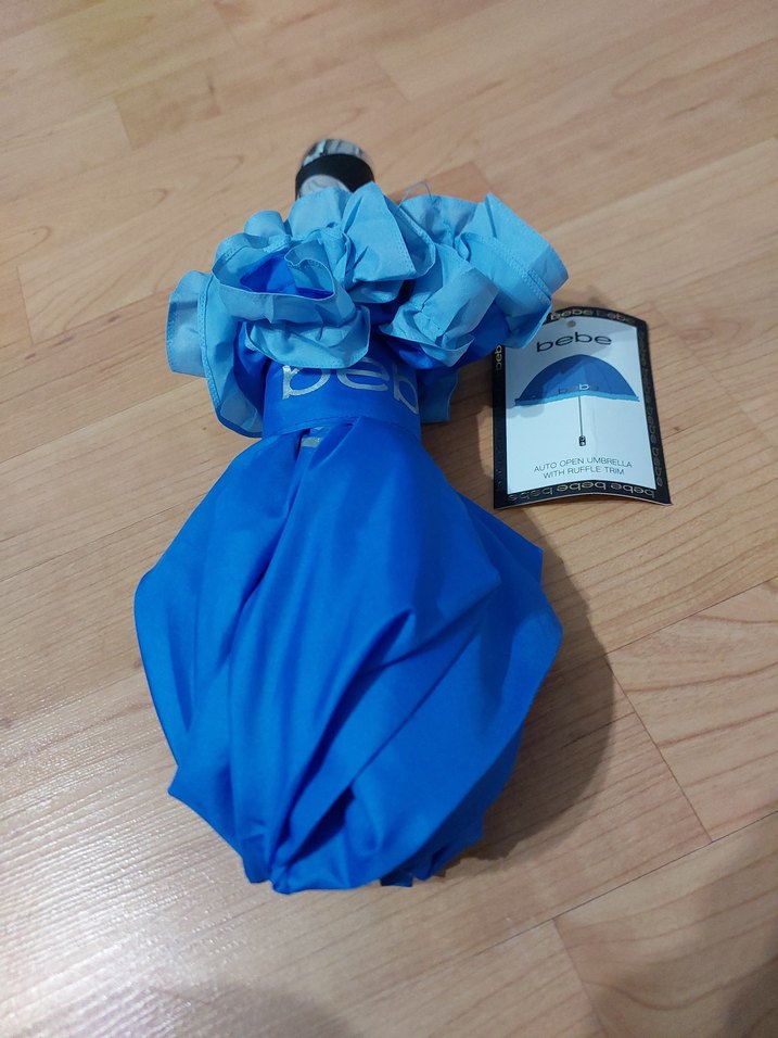 Parlak Mavi Katlanabilir Kadın Şemsiye - Görsel 3