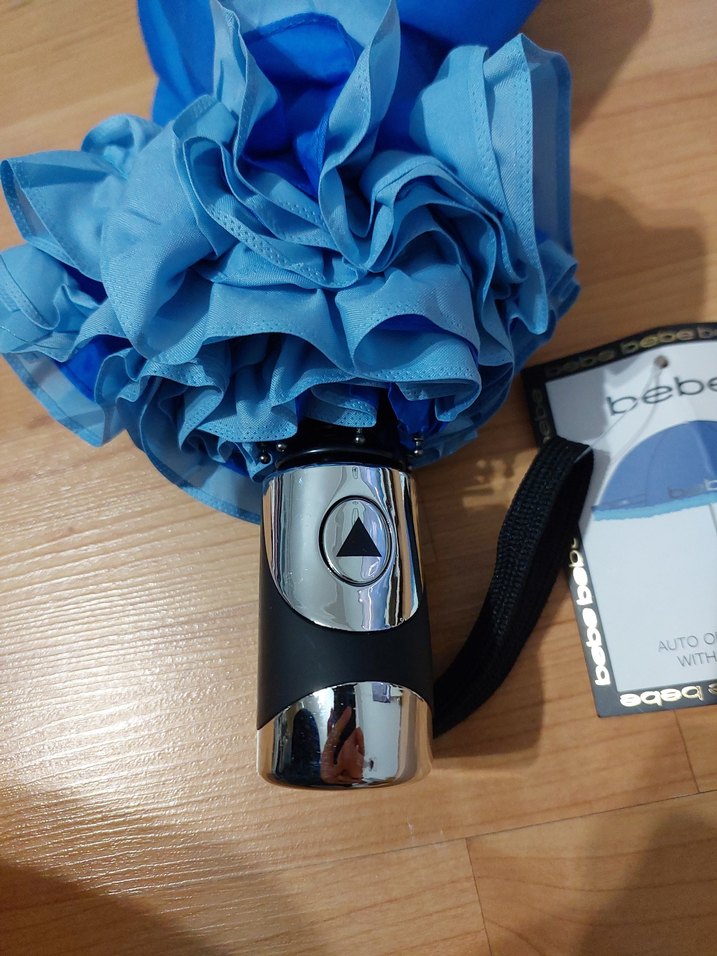 Parlak Mavi Katlanabilir Kadın Şemsiye - Görsel 2