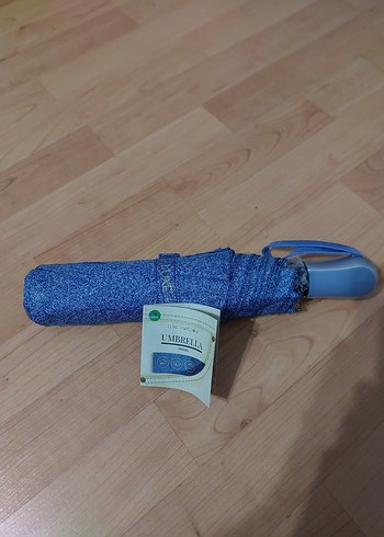  Beden Düğmeli Mavi Kadın Şemsiye