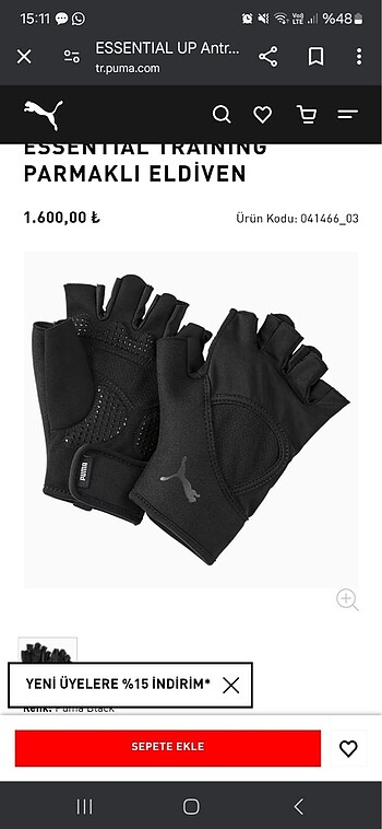 Puma sporcu eldiveni