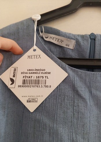 Kadın Mavi Uzun Keten Elbise - Görsel 6