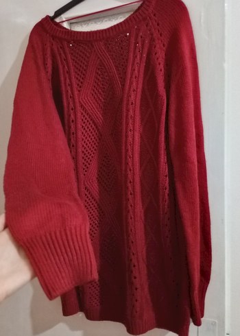 Bordo Örgü Kadın Kazak - Görsel 3