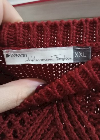 Bordo Örgü Kadın Kazak - Görsel 4