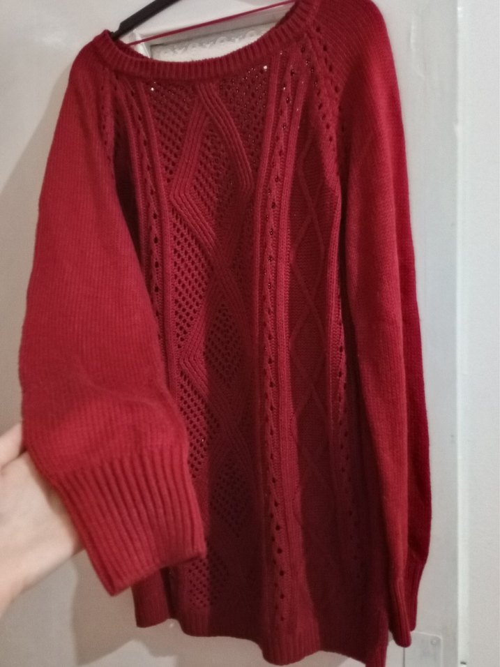 Bordo Örgü Kadın Kazak - Görsel 3