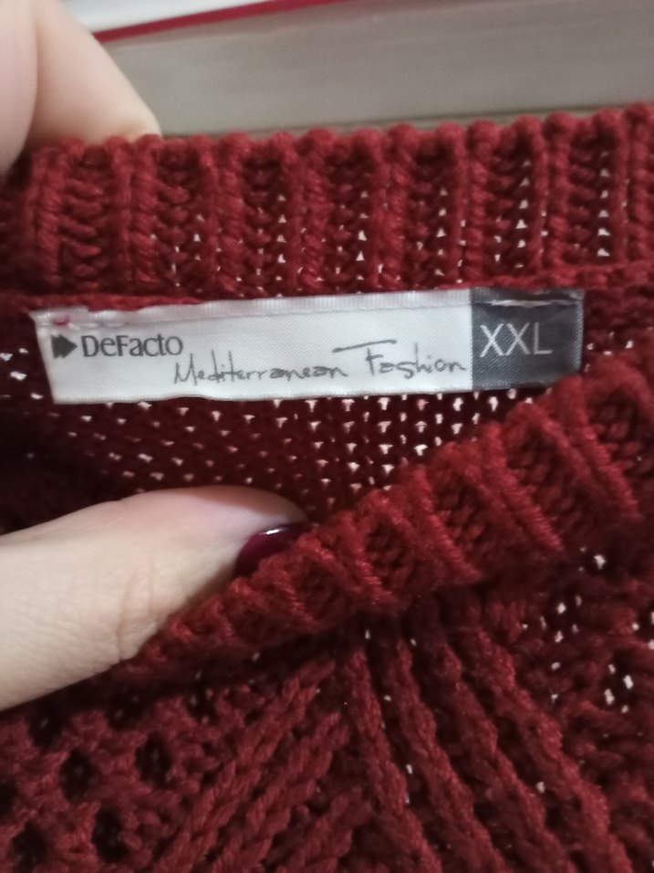 Bordo Örgü Kadın Kazak - Görsel 4