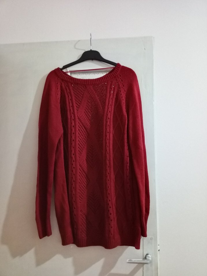 Bordo Örgü Kadın Kazak - Görsel 2