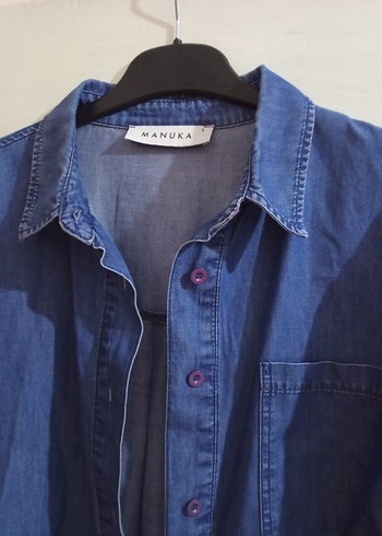 Manuka düğmeli Mavi Kadın Ceket - Görsel 4