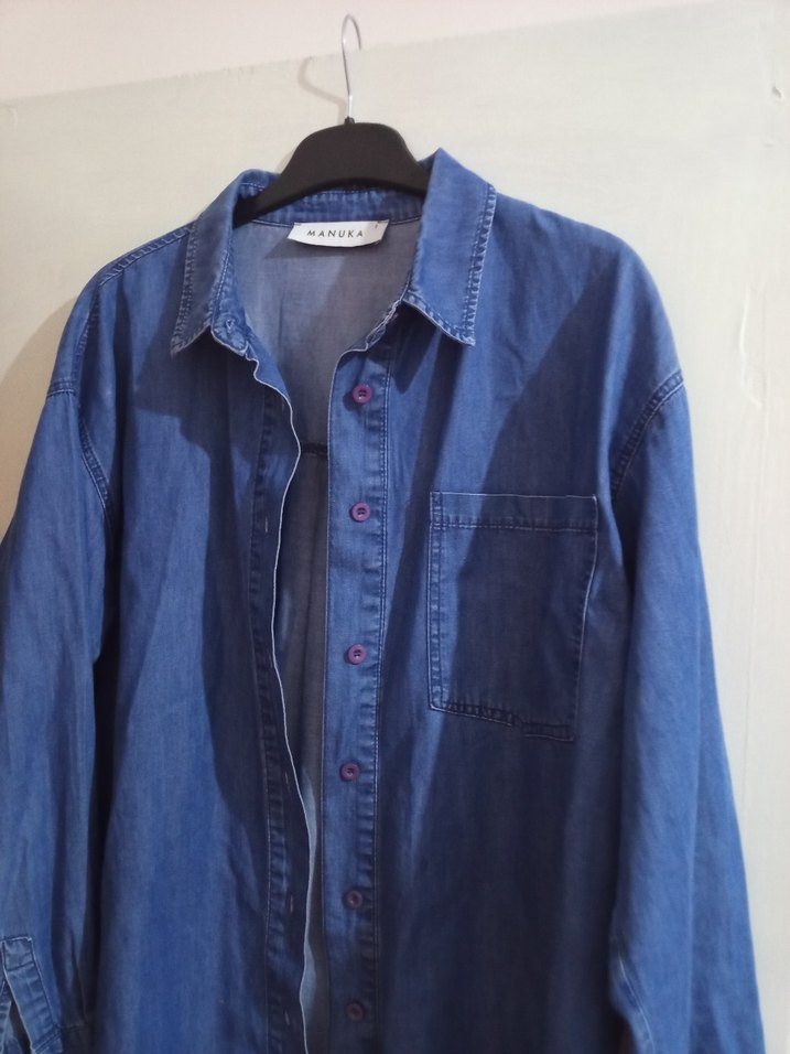 Manuka düğmeli Mavi Kadın Ceket - Görsel 5