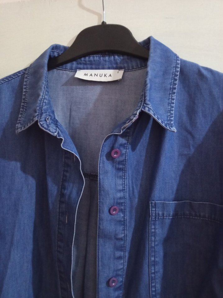 Manuka düğmeli Mavi Kadın Ceket - Görsel 4