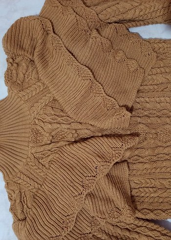 Bohem Tarz Kahverengi Balıkçı Yaka Örgü Kazak - Görsel 4