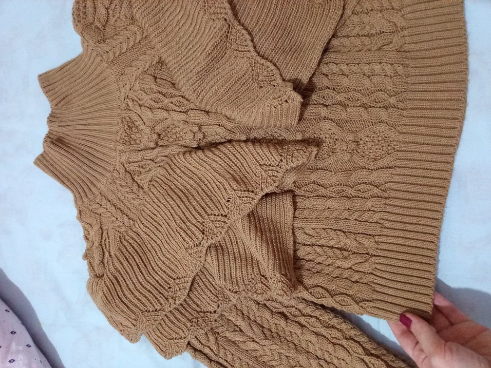 Bohem Tarz Kahverengi Balıkçı Yaka Örgü Kazak - Görsel 3