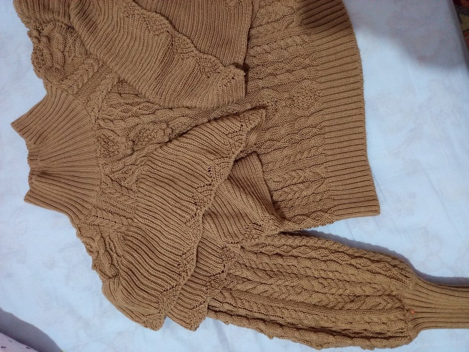 Bohem Tarz Kahverengi Balıkçı Yaka Örgü Kazak - Görsel 2