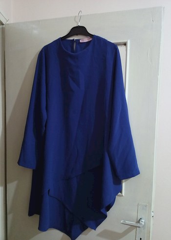 Mavi Uzun Kollu Salaş Tunik - Görsel 2