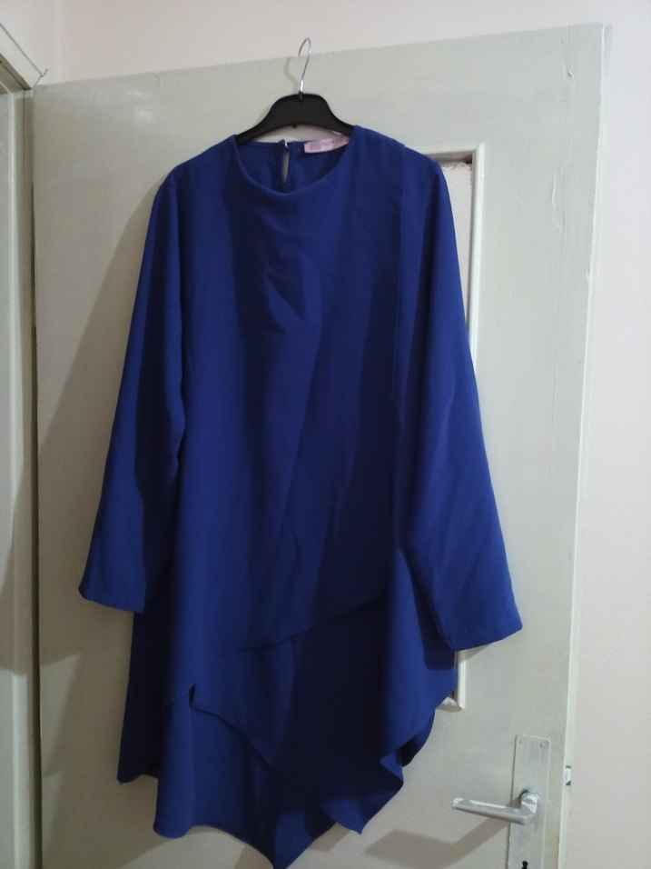 Mavi Uzun Kollu Salaş Tunik - Görsel 2