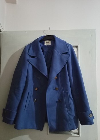 Düğmeli Mavi Midi Kadın Kaban - Görsel 2