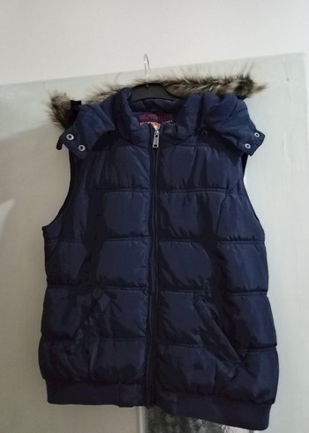 Kürklü Mavi Kadın Şişme Yelek - Görsel 2