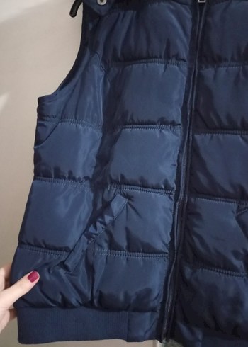 Kürklü Mavi Kadın Şişme Yelek - Görsel 3