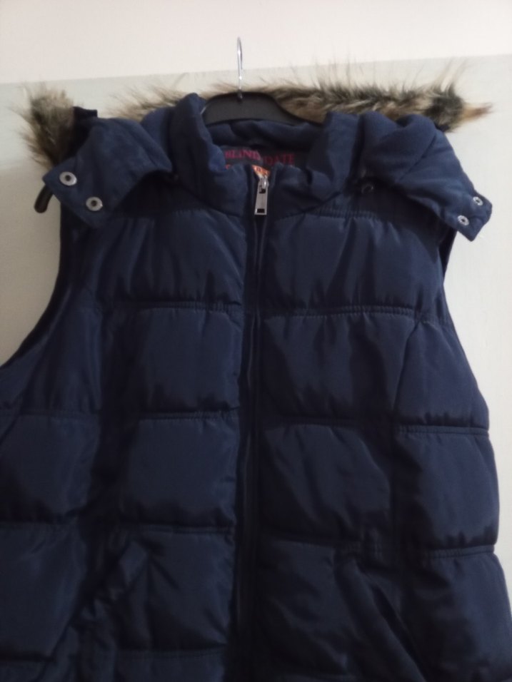 Kürklü Mavi Kadın Şişme Yelek - Görsel 4