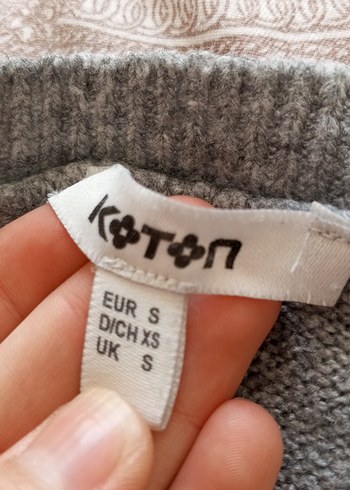 s Beden Gri Puantiyeli Bohem Kadın Triko Kazak