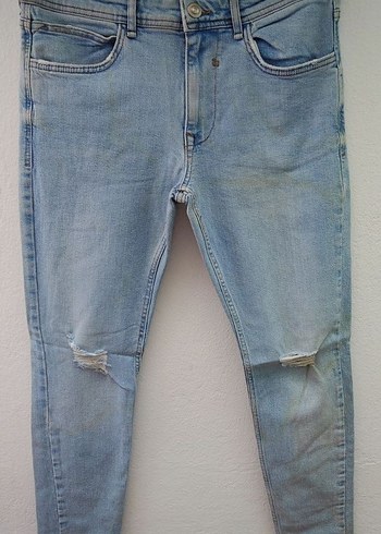 Diğer Acik Mavi Slim Fit Yirtik Denim Jean